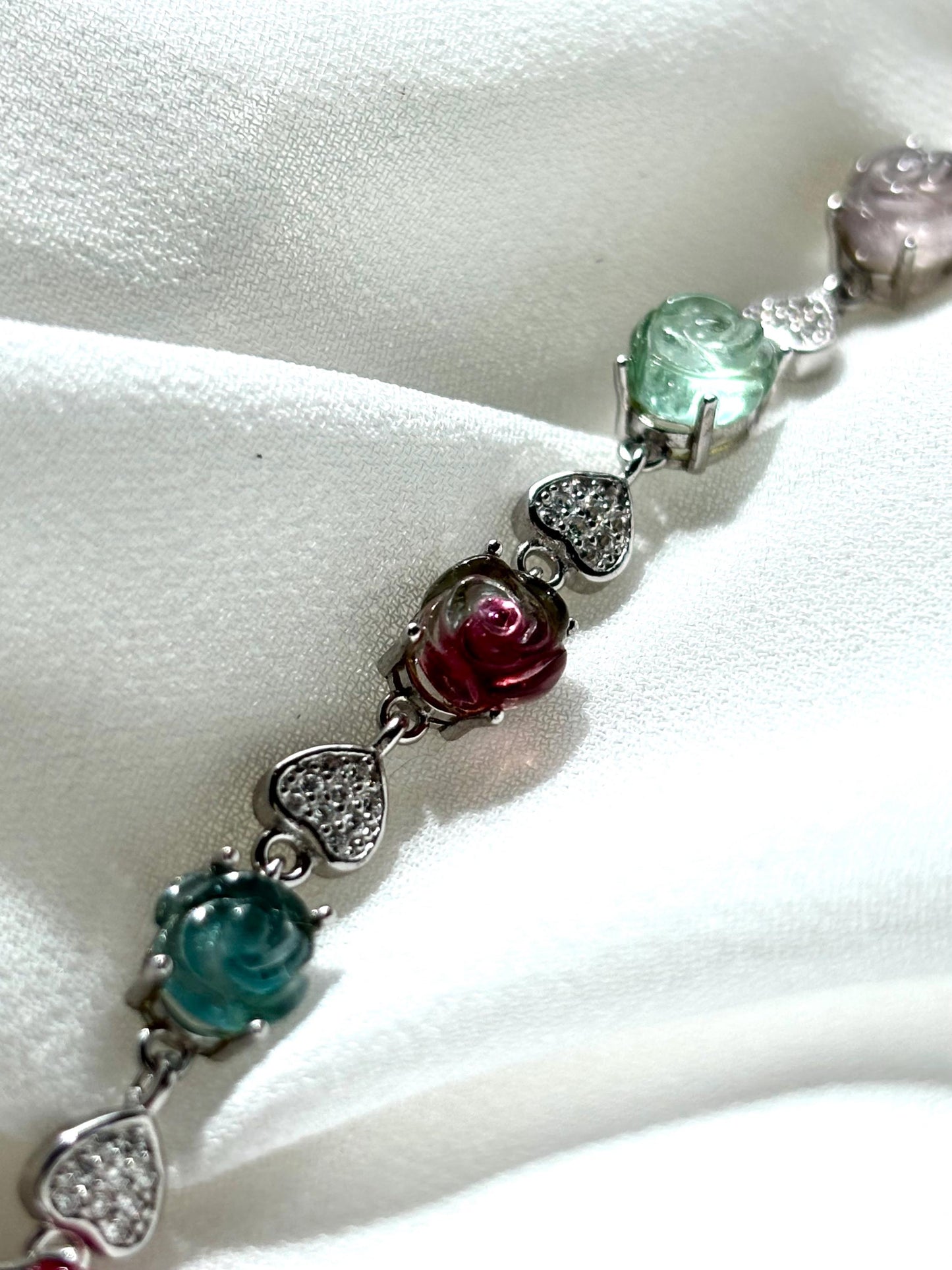Ethereal Bloom – Tourmaline Rose Bracelet