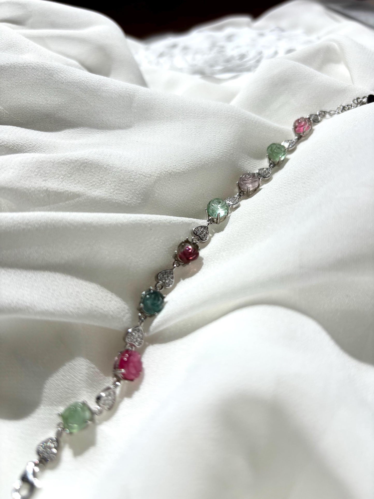 Ethereal Bloom – Tourmaline Rose Bracelet