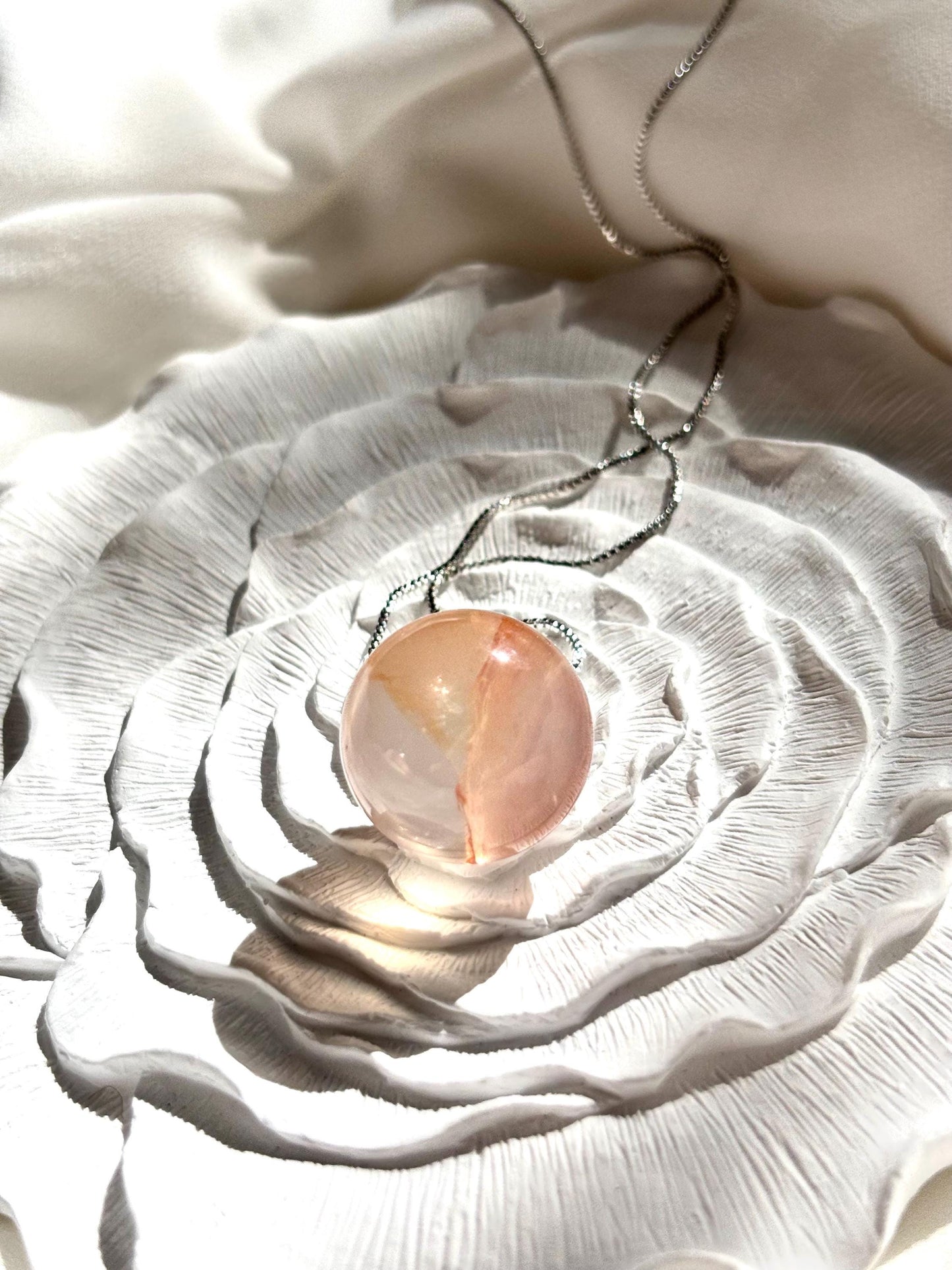 Sunlit Ember – Hematoid Quartz Ball Pendant Necklace