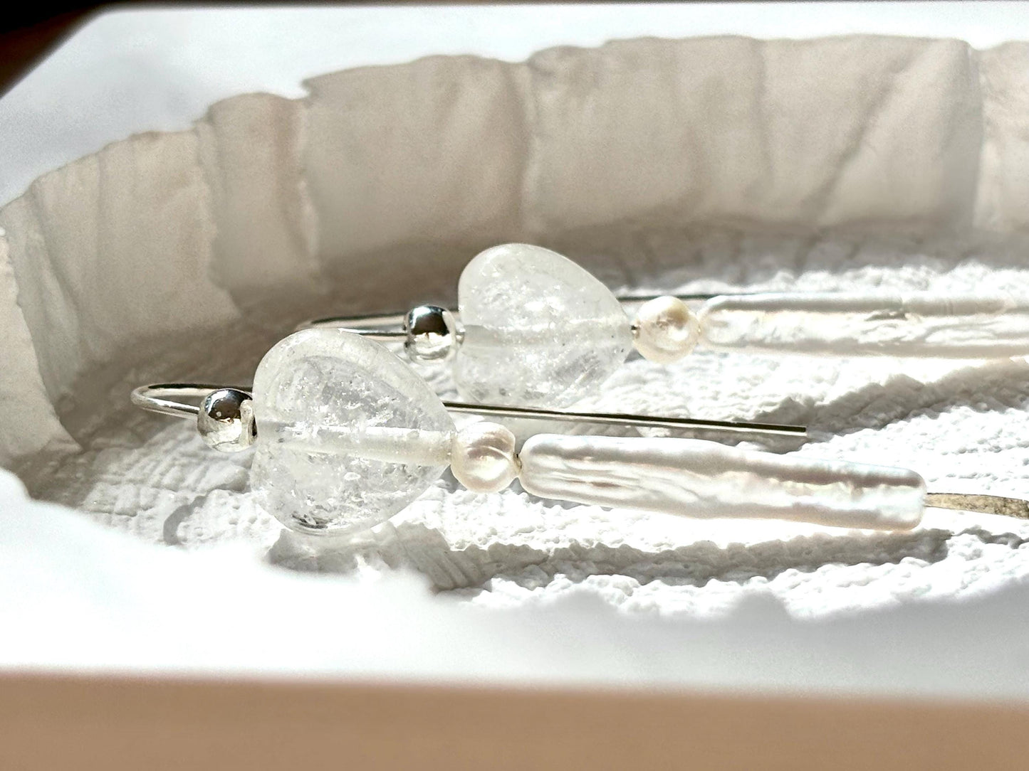 Eternal Heart – Romantic Clear Quartz & Pearl Earrings