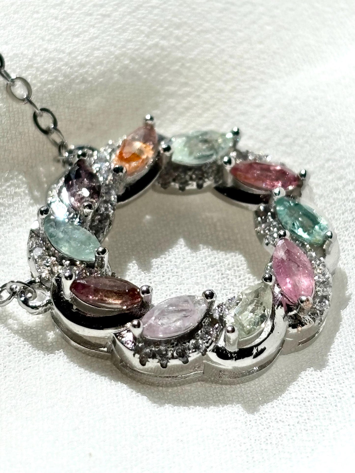 Whimsical Bloom – Colorful Tourmaline Donut Necklace