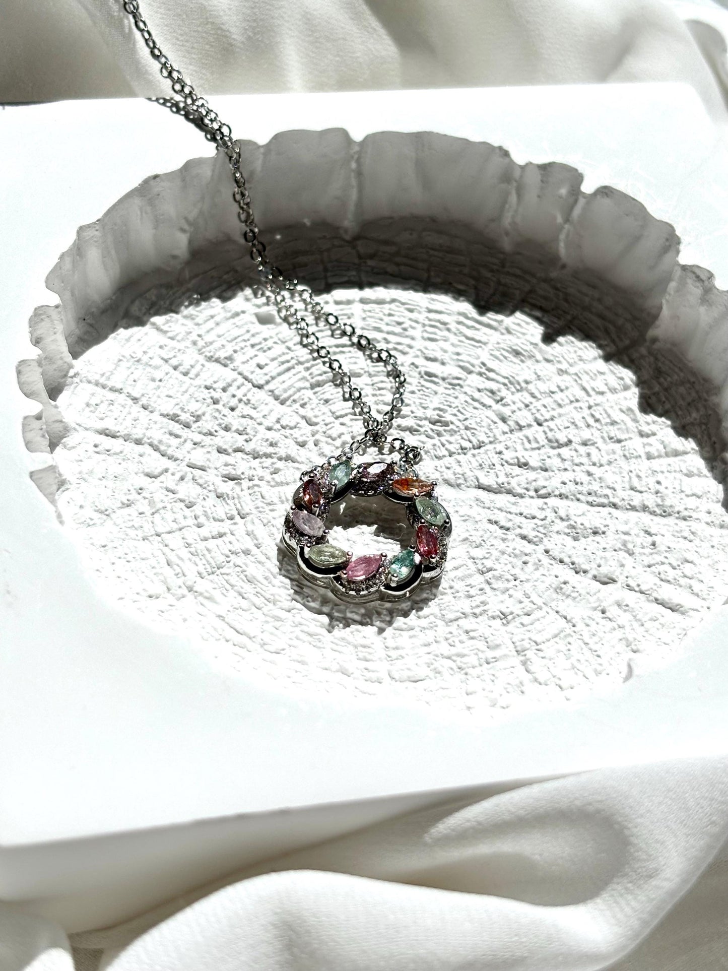Whimsical Bloom – Colorful Tourmaline Donut Necklace