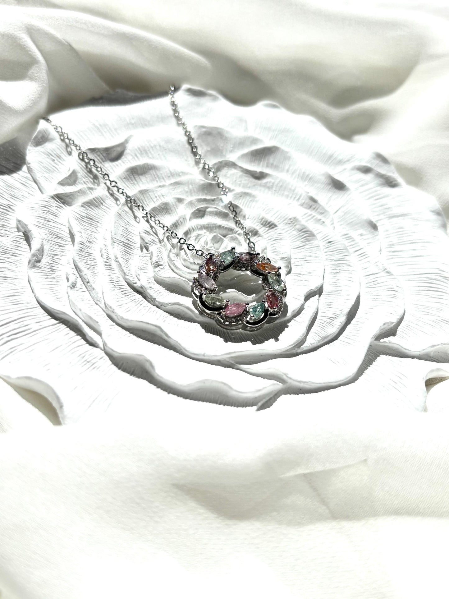 Whimsical Bloom – Colorful Tourmaline Donut Necklace