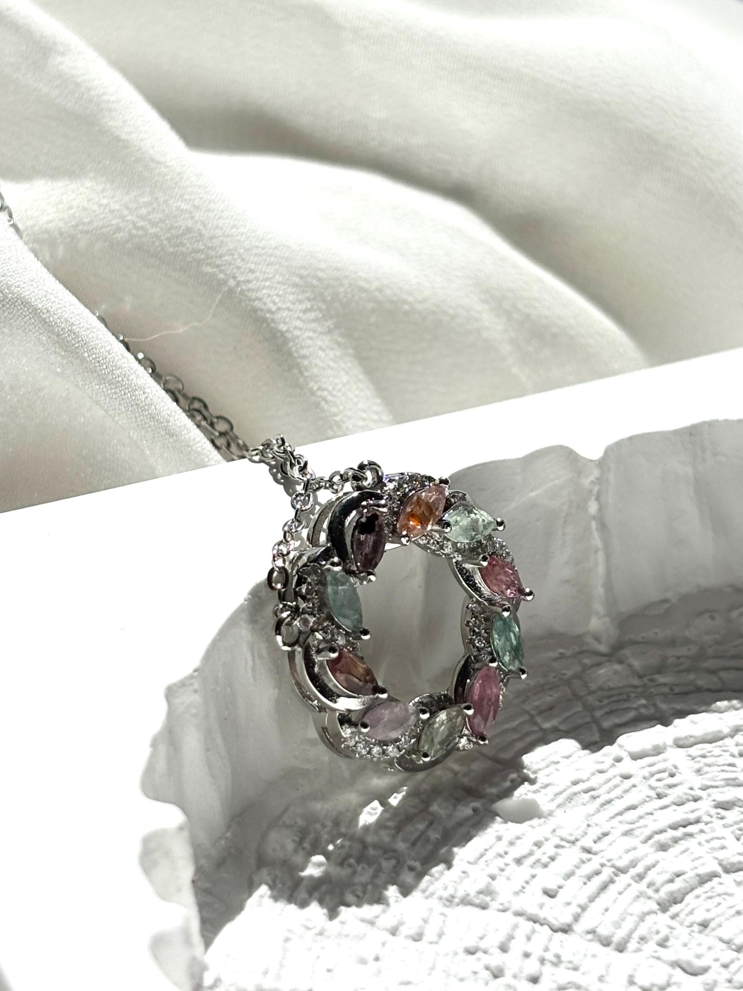 Whimsical Bloom – Colorful Tourmaline Donut Necklace