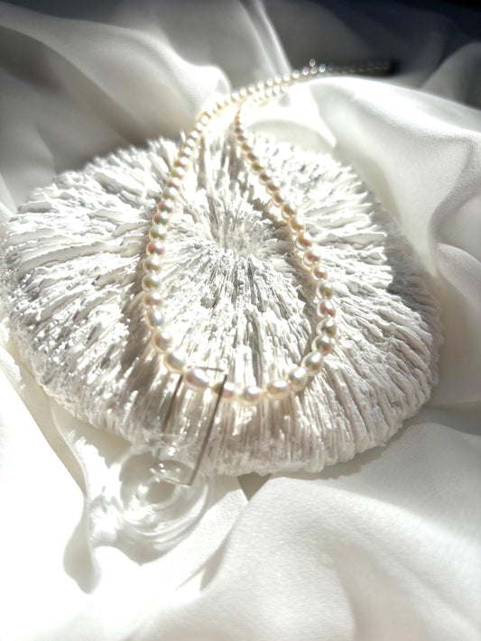 Bubbly Bliss Teardrop Pearl Necklace with Removable Clear Glass Donut Pendant 925 Sterling Silver (AAA Luster)