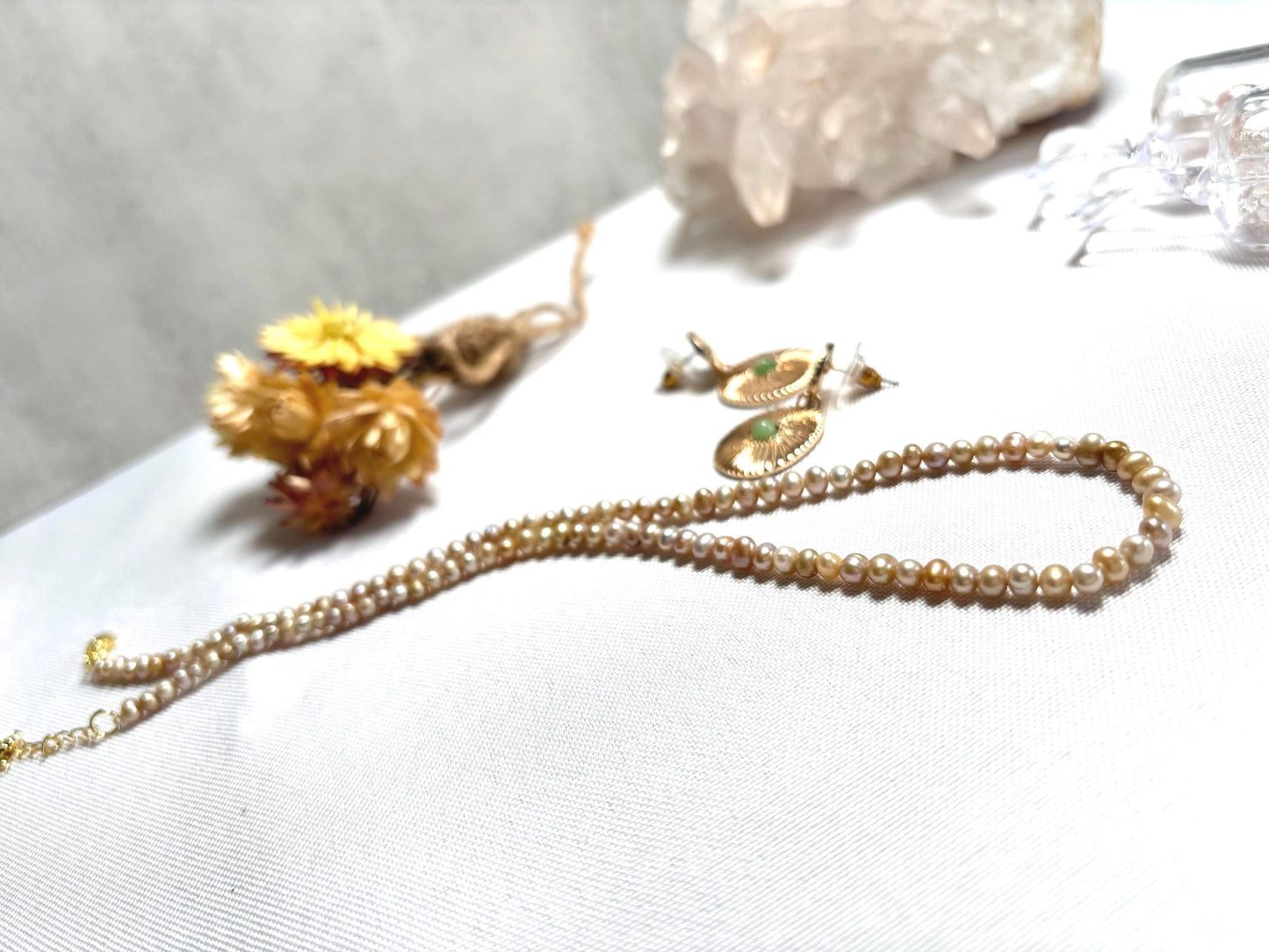 Whispering Dusky Rose Pearl Necklace 925 Sterling Silver(AA+ Luster)