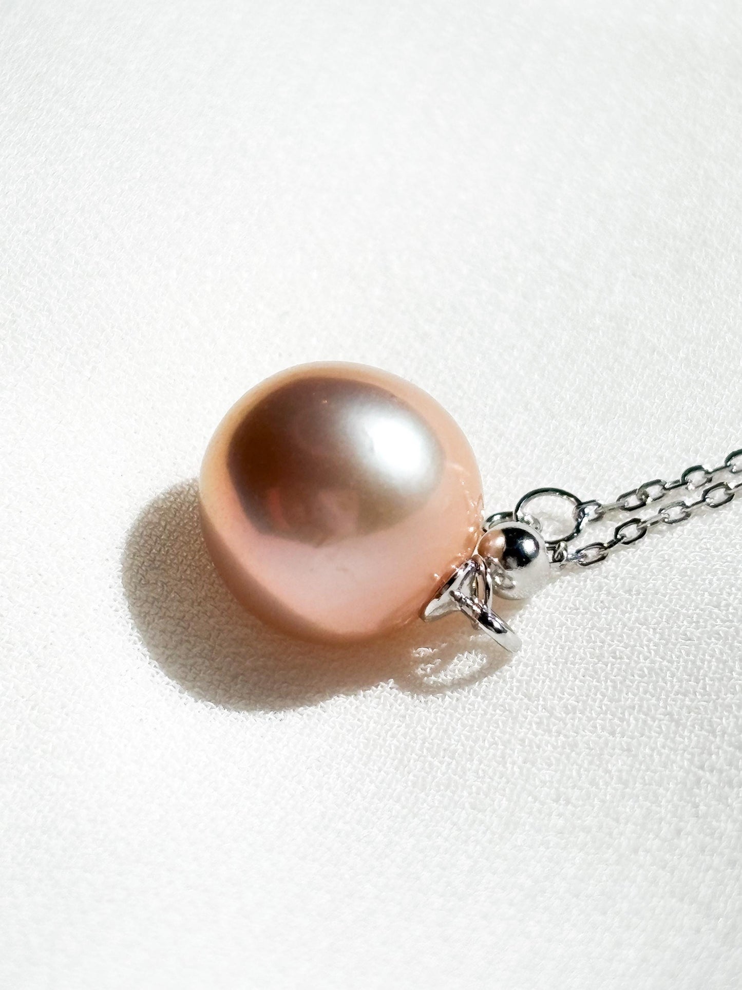 Golden Dawn – Melon-Hued Freshwater Pearl Y-Style Necklace (AAA Luster) 925 Sterling Silver