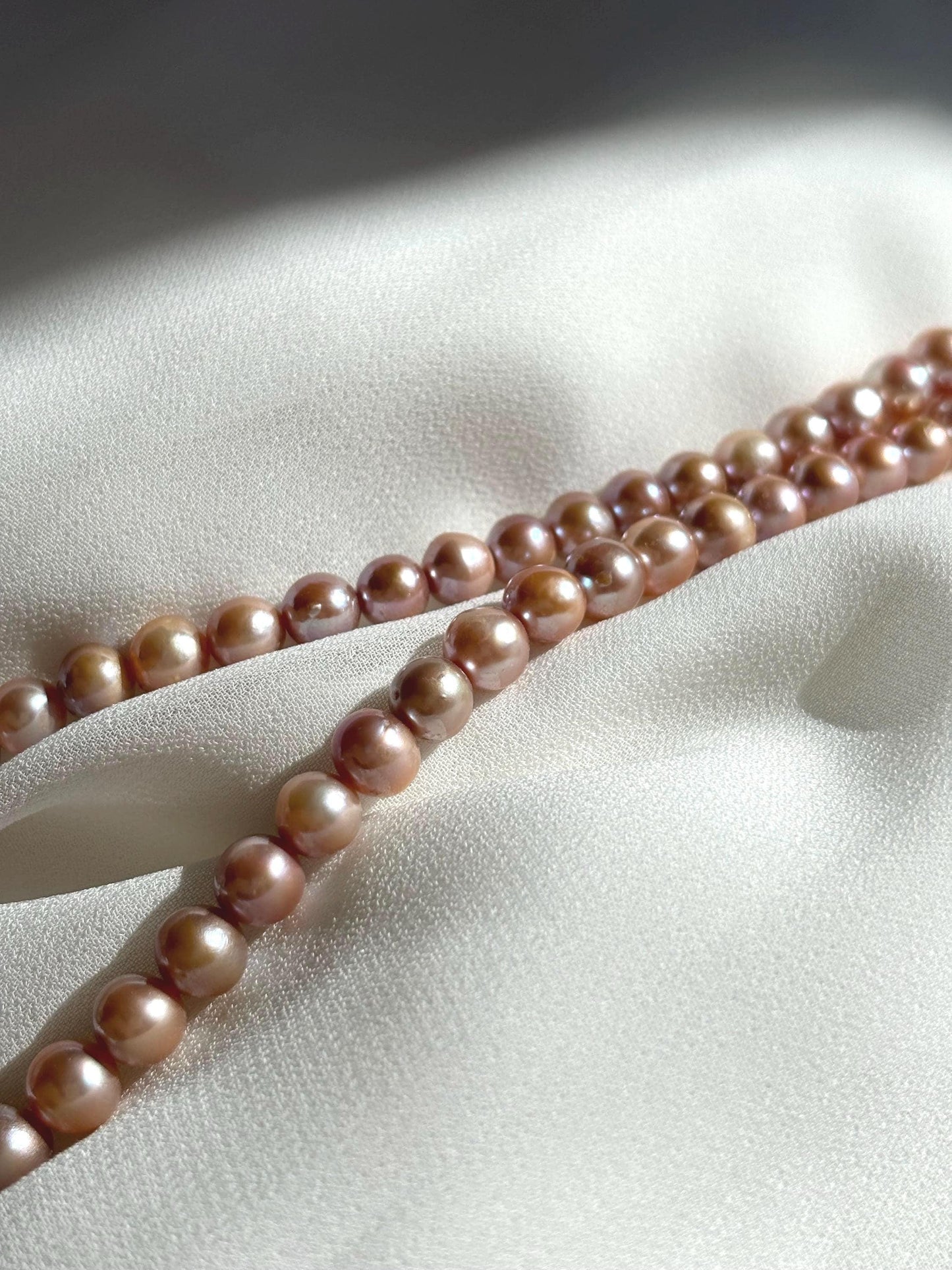 Petals of Dawn: A Freshwater Pearl Necklace in Golden Rose Elegance 925 Sterling Silver ( Luster AA+ )