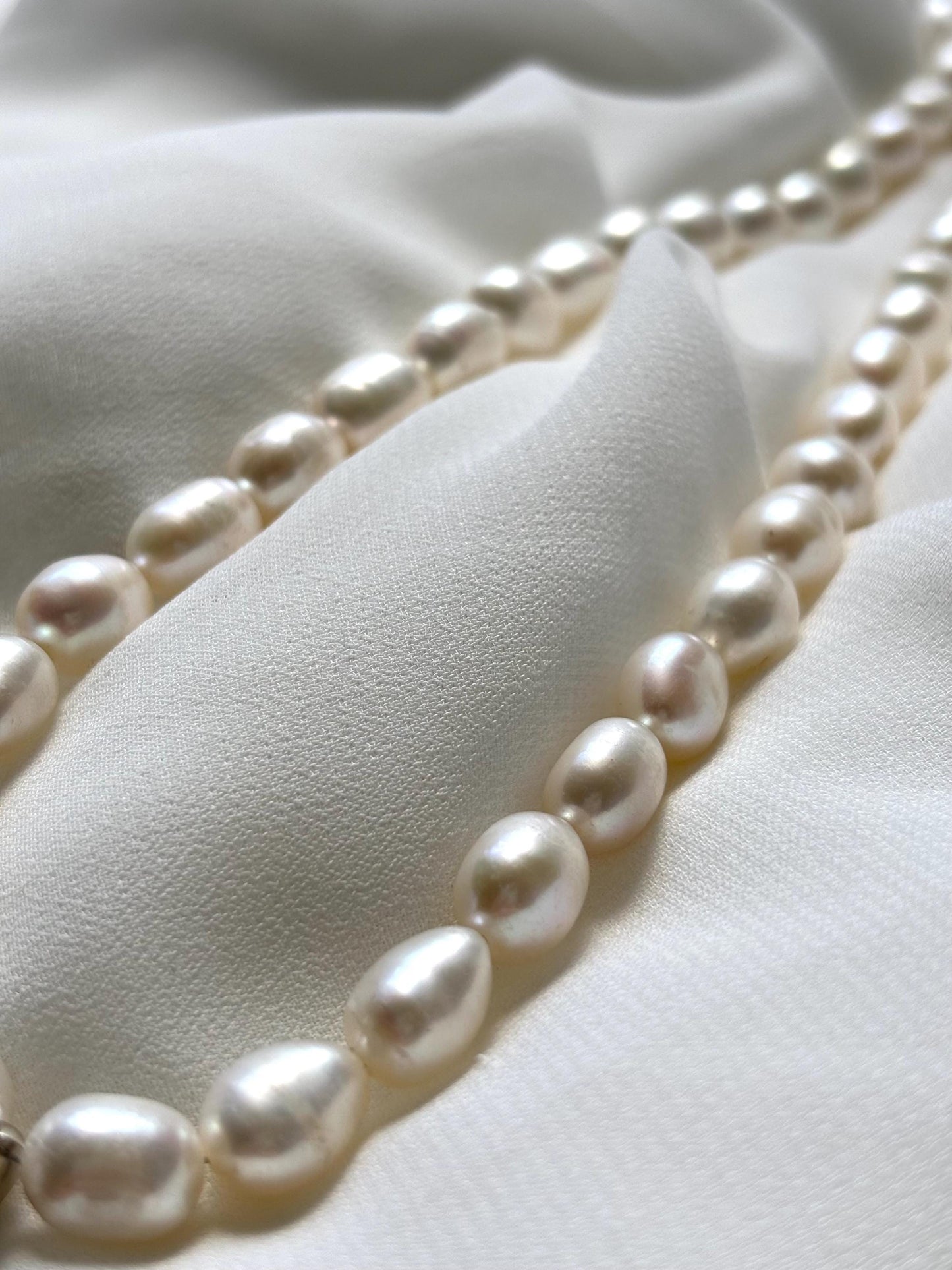 Handcrafted White Pearl Necklace with Sterling Silver Mother of Pearl Pendant