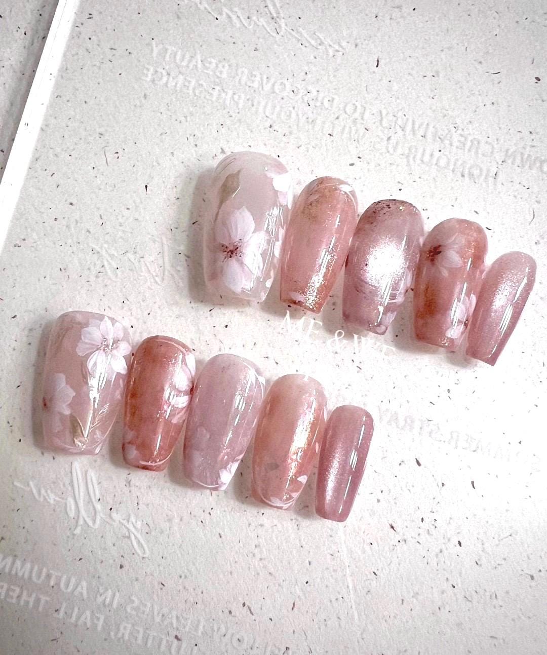 Sweet pinky garden press-on nail