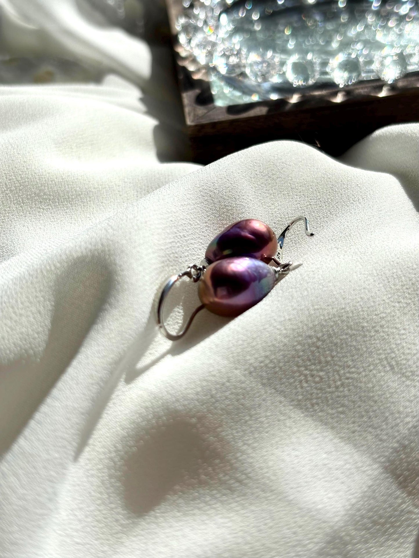 Twilight Plum Pearl Earrings – 925 Sterling Silver Elegance B