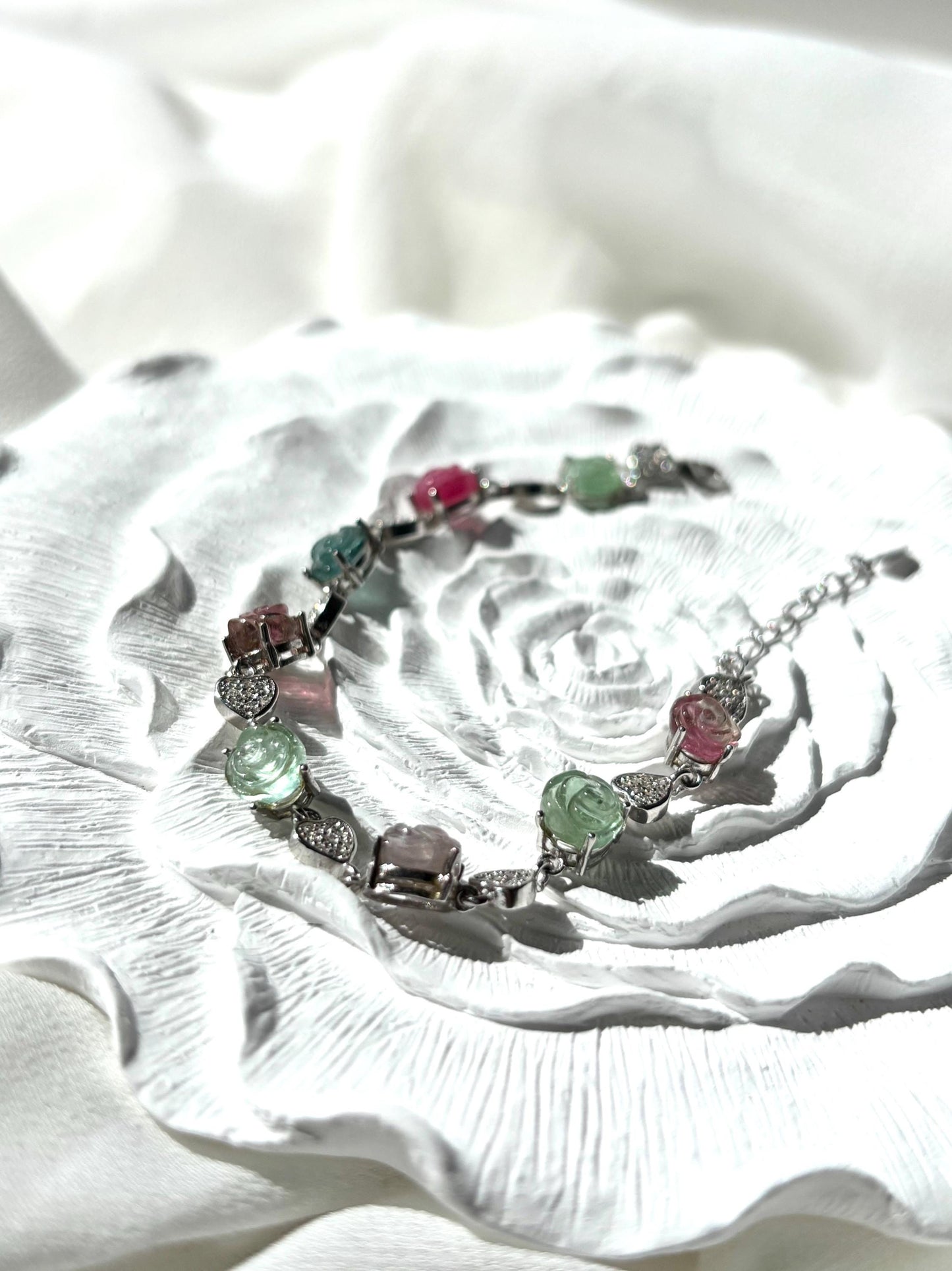 Ethereal Bloom – Tourmaline Rose Bracelet