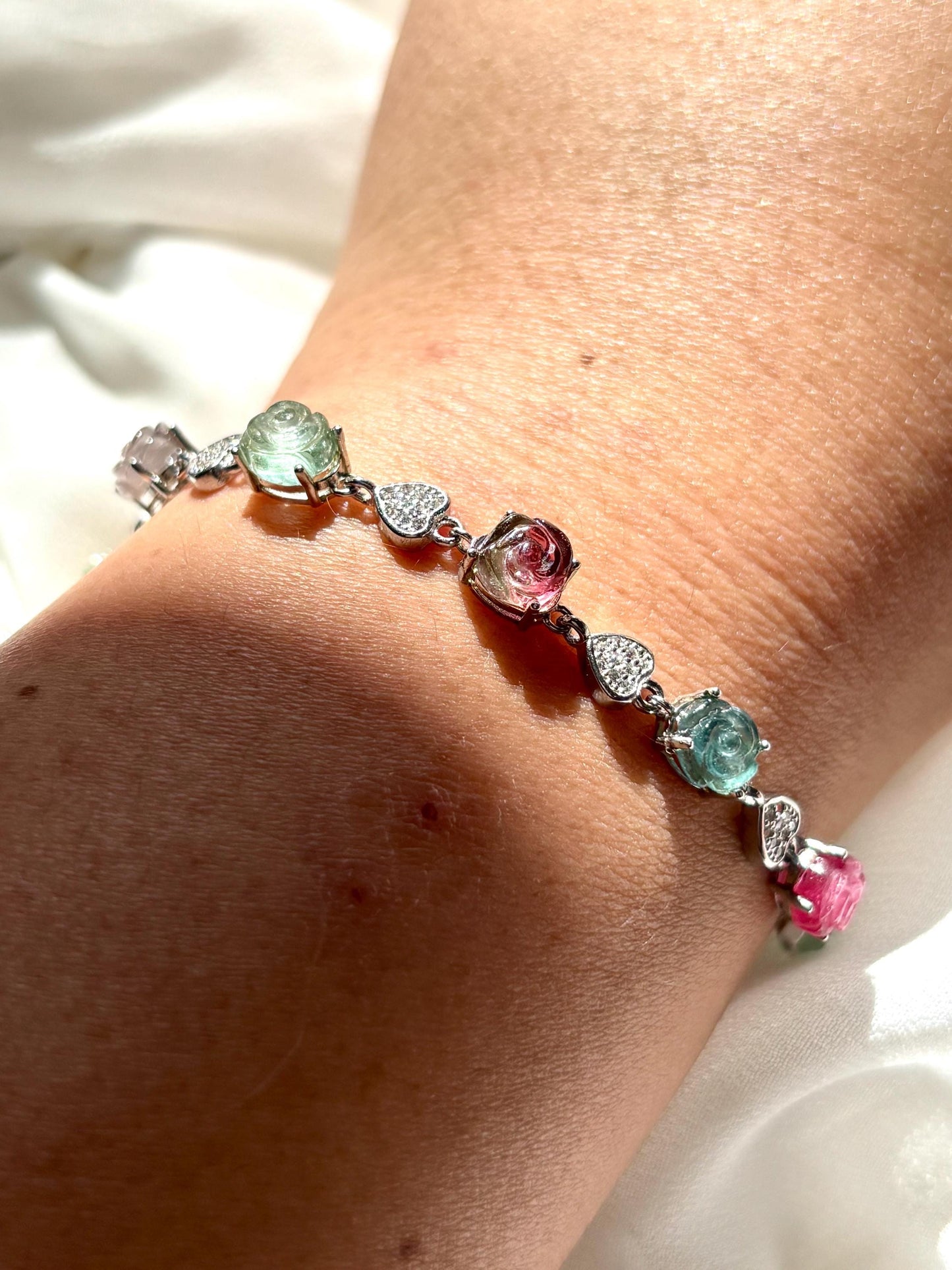 Ethereal Bloom – Tourmaline Rose Bracelet