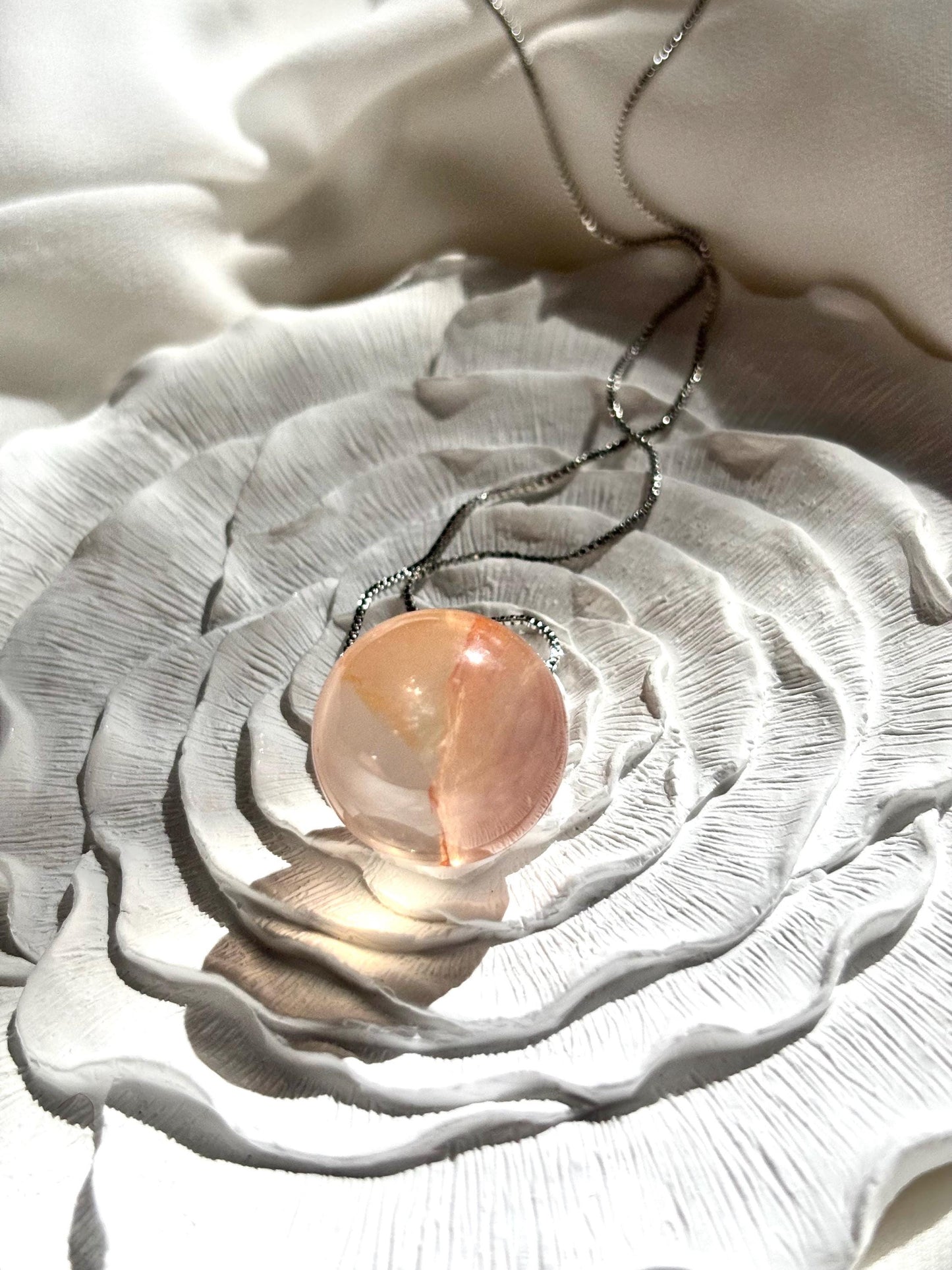Sunlit Ember – Hematoid Quartz Ball Pendant Necklace