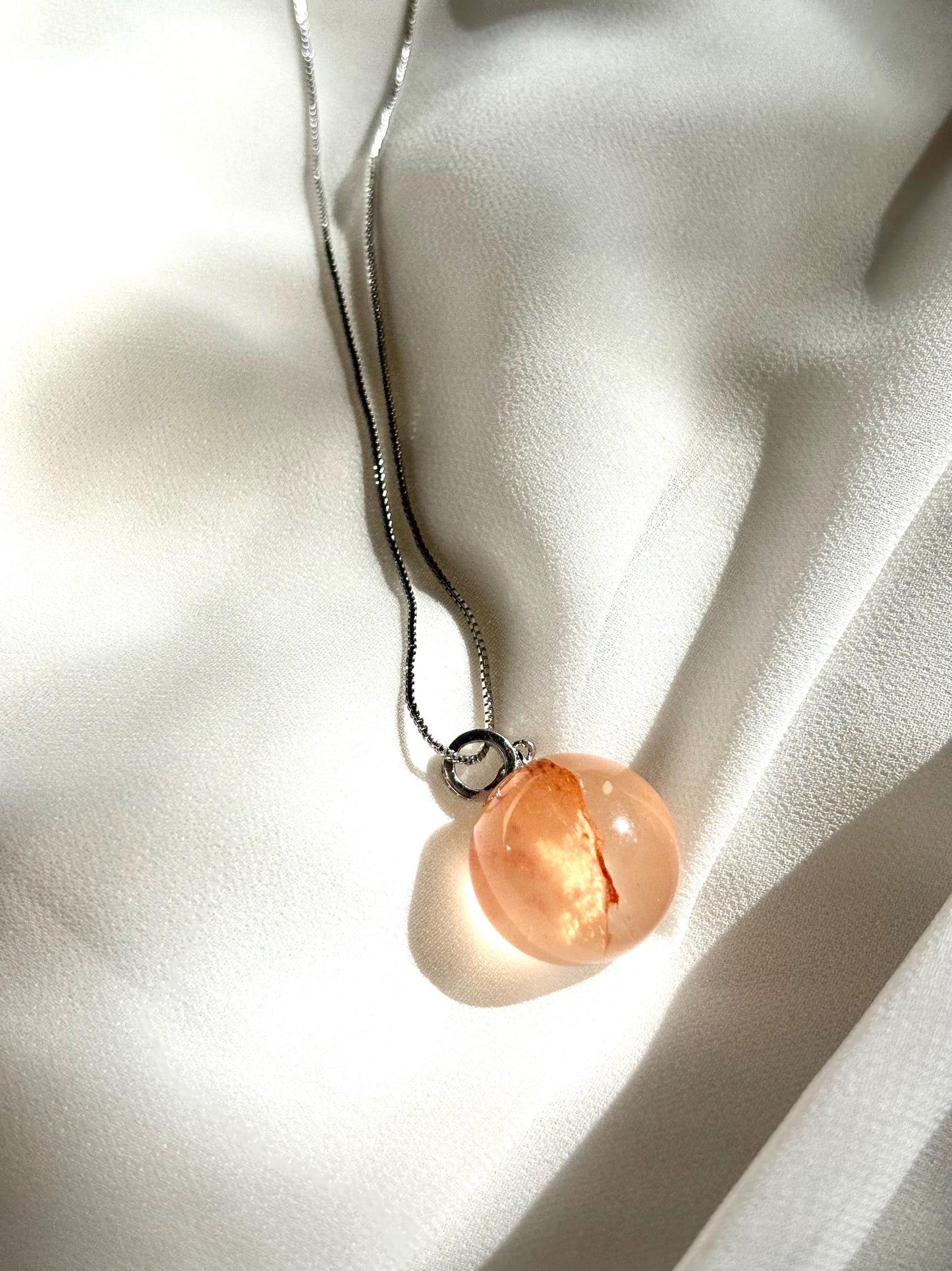 Sunlit Ember – Hematoid Quartz Ball Pendant Necklace