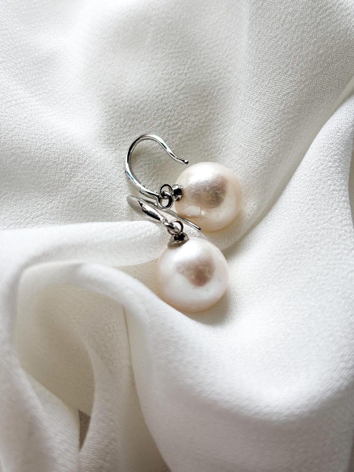 Luna Grace – 11mm White Pearl Drop Earrings