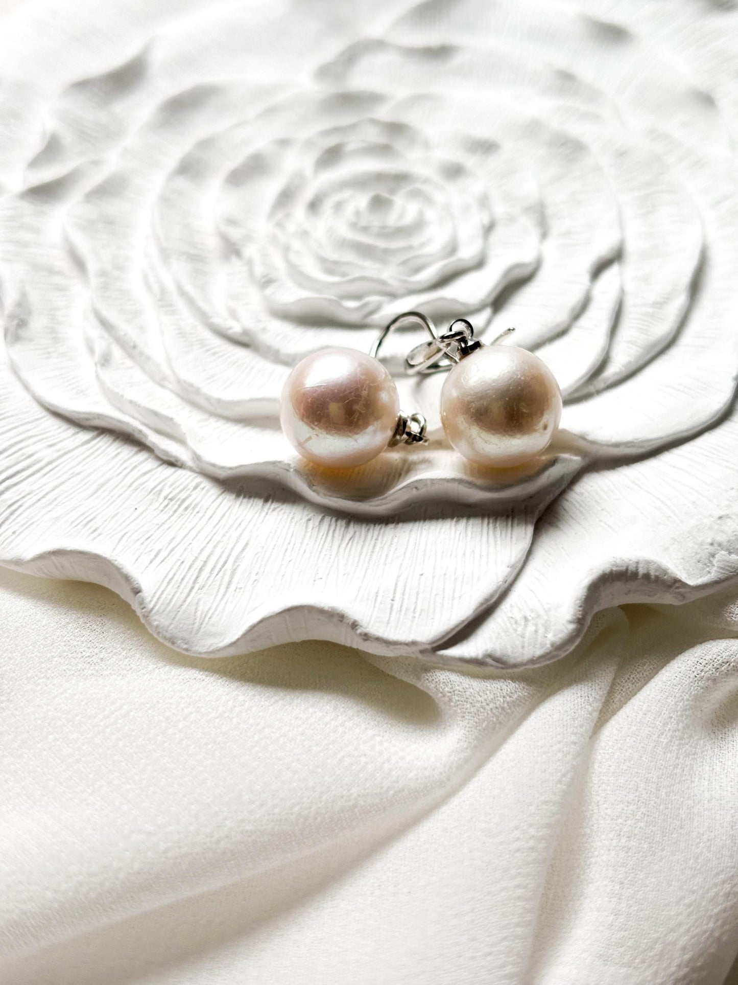 Luna Grace – 11mm White Pearl Drop Earrings
