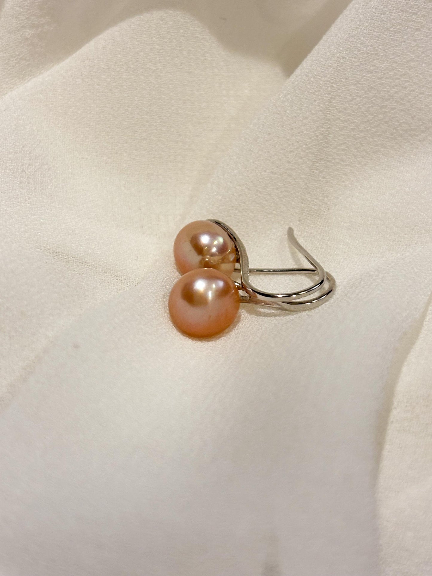 Orange Freshwater Pearl High Heel Earrings – 925 Sterling Silver