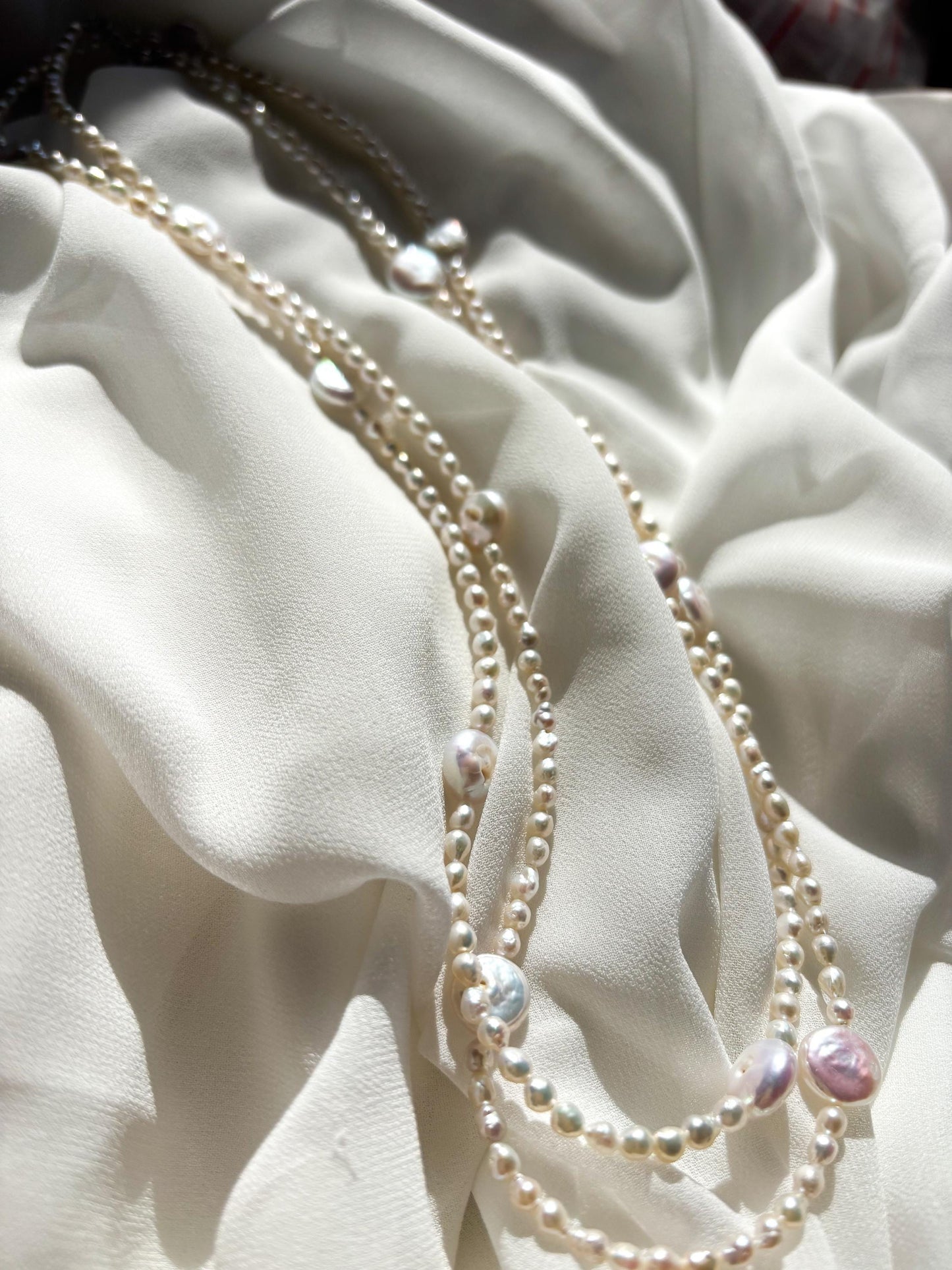 Moonveil – Layered Teardrop & Coin Pearl Necklace