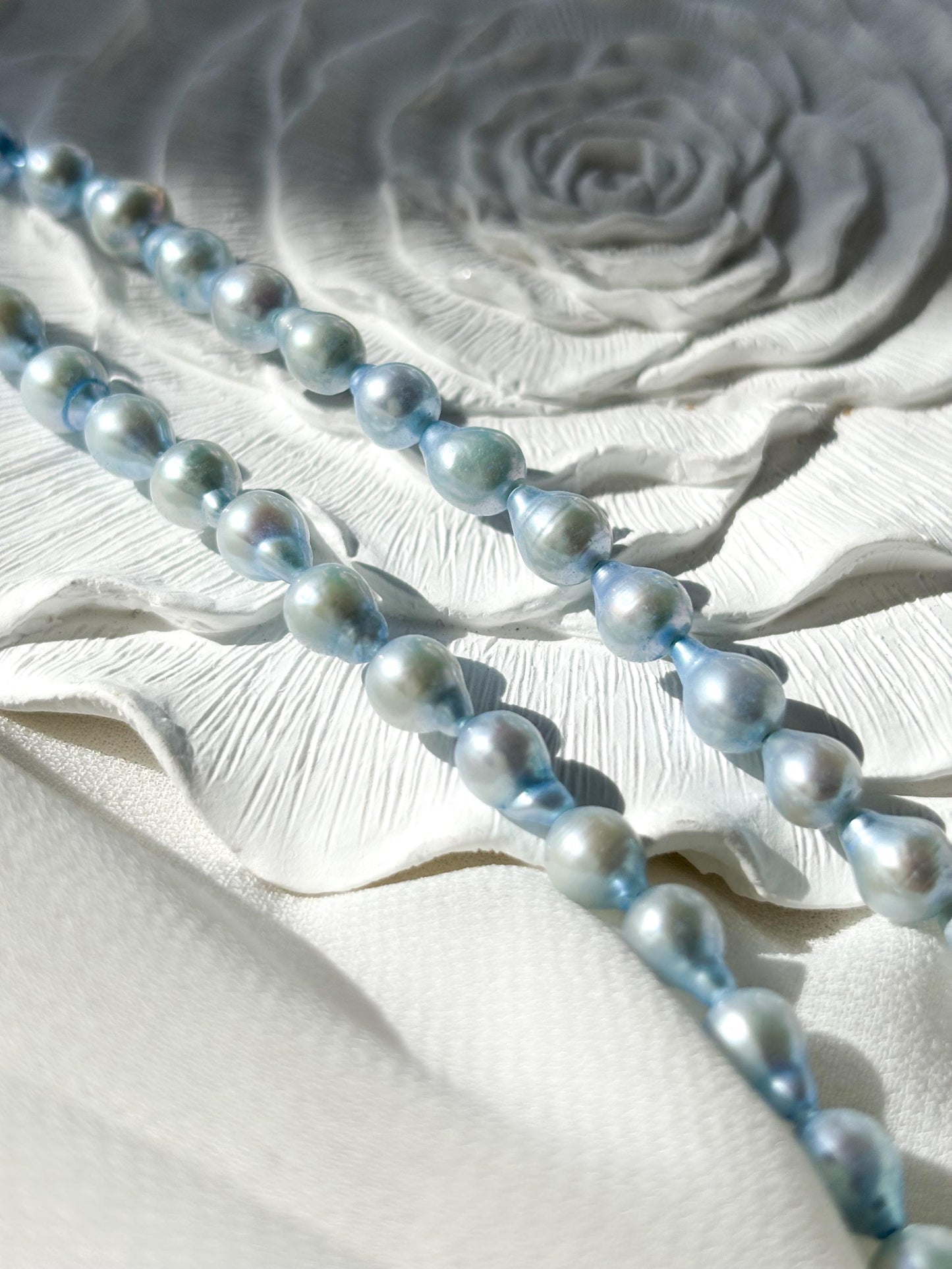 Bluebell Bloom – Teardrop Pearl Necklace & Baby Blue Stud Earrings Set