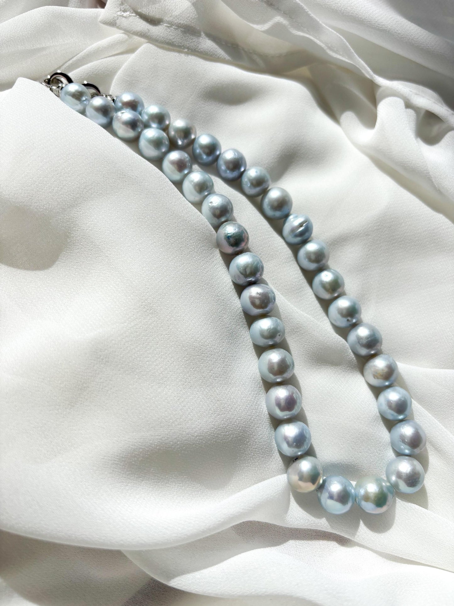 Sky Mist – Sky Blue Baroque Pearl Necklace