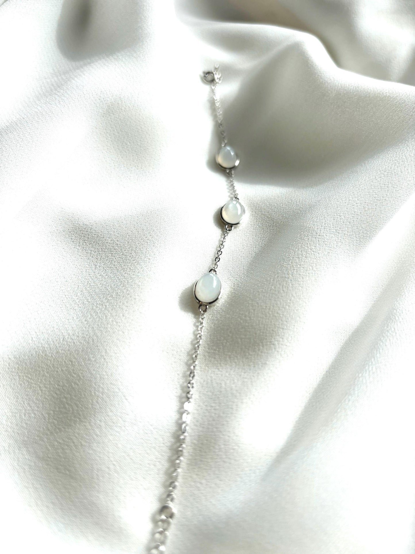 Essence of Pure Coconut Milk Inspired Serenity Moonstone 925 Sterling Silver Bracelet
