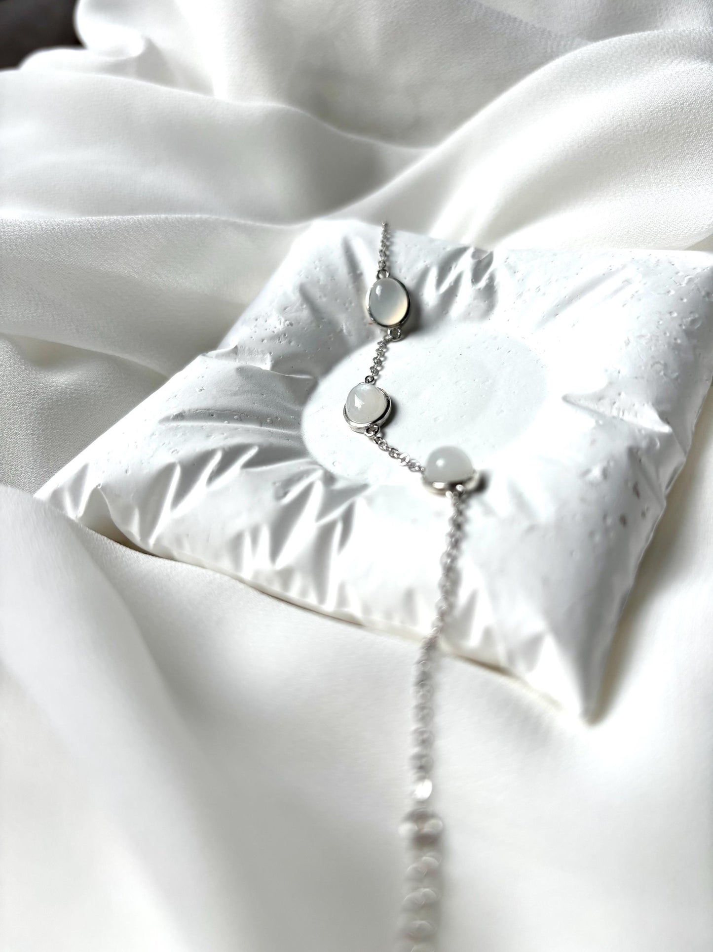 Essence of Pure Coconut Milk Inspired Serenity Moonstone 925 Sterling Silver Bracelet