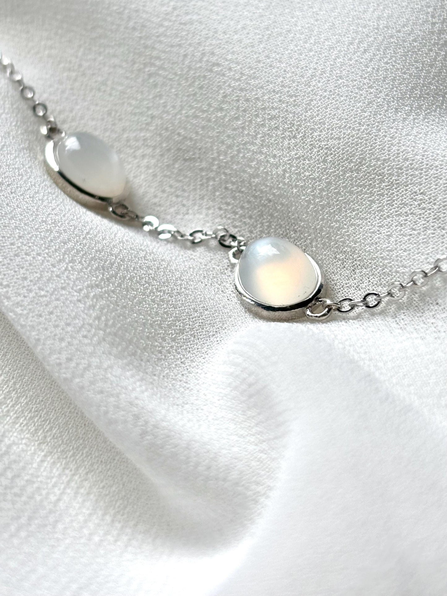 Essence of Pure Coconut Milk Inspired Serenity Moonstone 925 Sterling Silver Bracelet