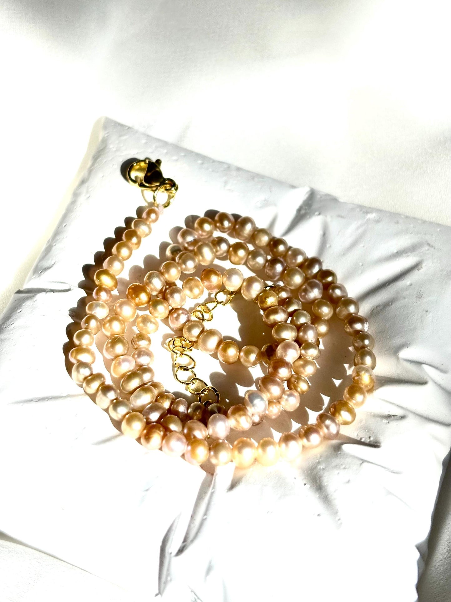Whispering Dusky Rose Pearl Necklace 925 Sterling Silver(AA+ Luster)