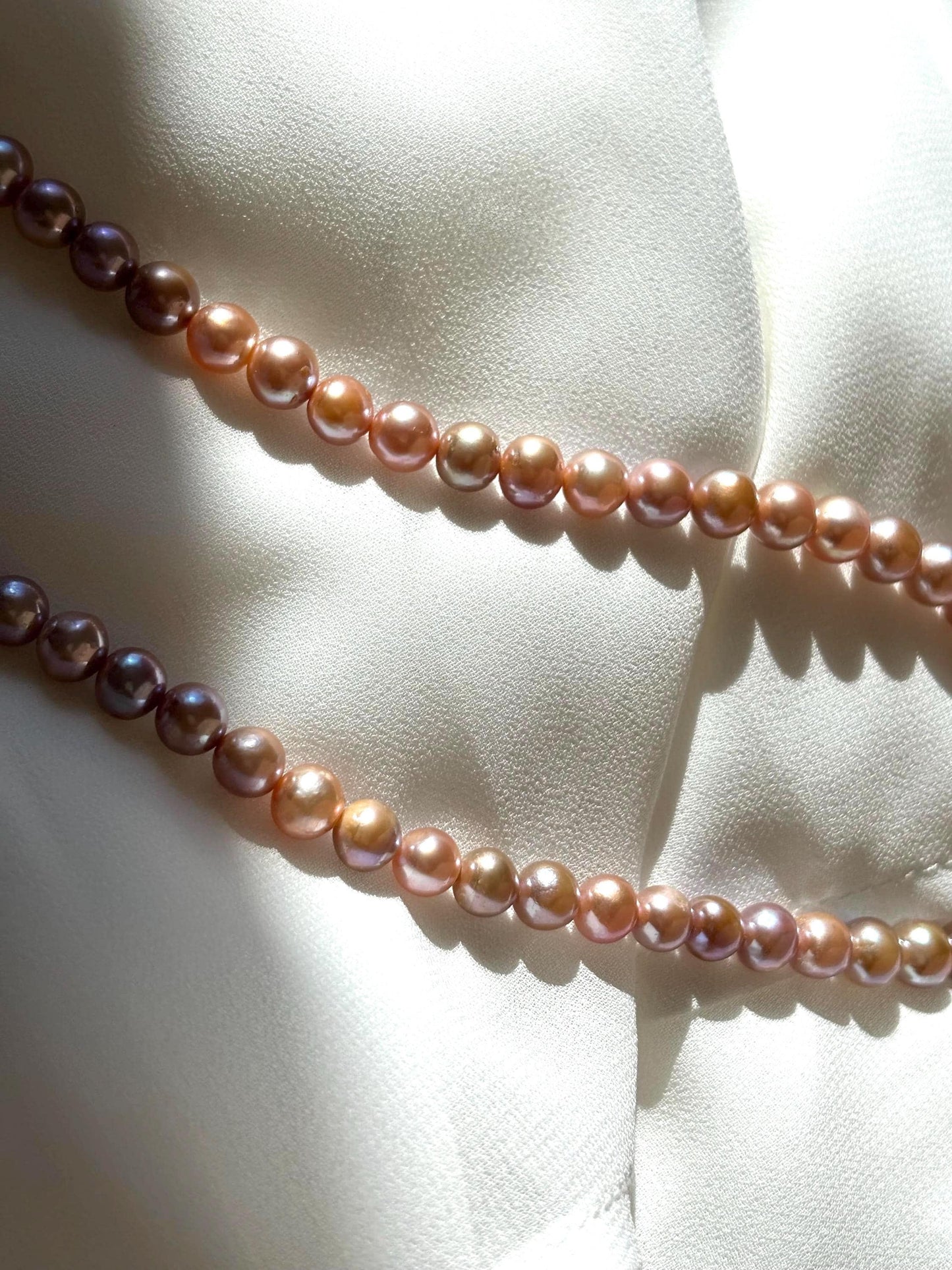 Petals of Dawn: A Freshwater Pearl Necklace in Golden Rose Elegance 925 Sterling Silver ( Luster AA+ )
