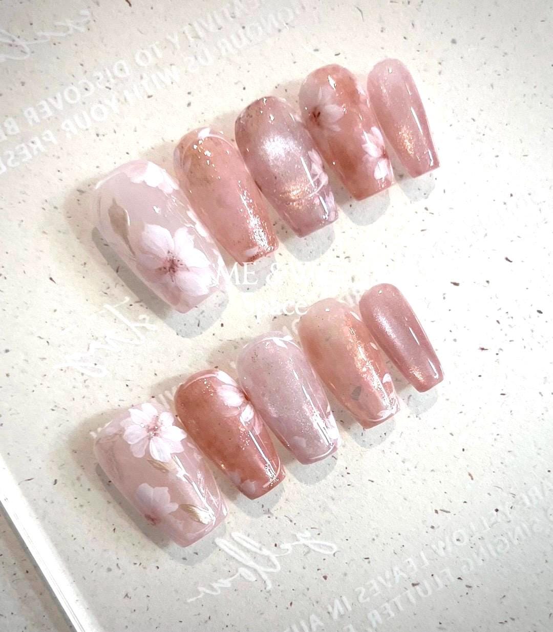Sweet pinky garden press-on nail
