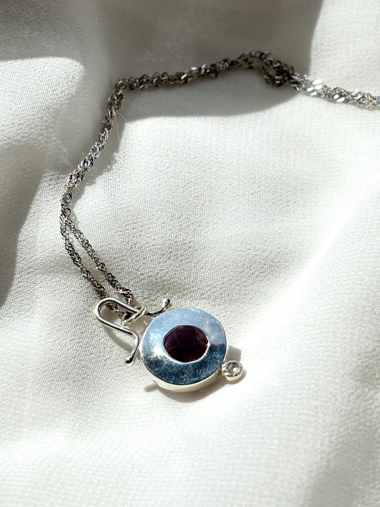 Mystic Veil – Amethyst Round Pendant Necklace