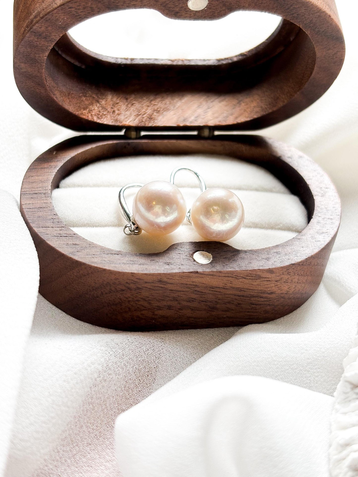 Luna Grace – 11mm White Pearl Drop Earrings