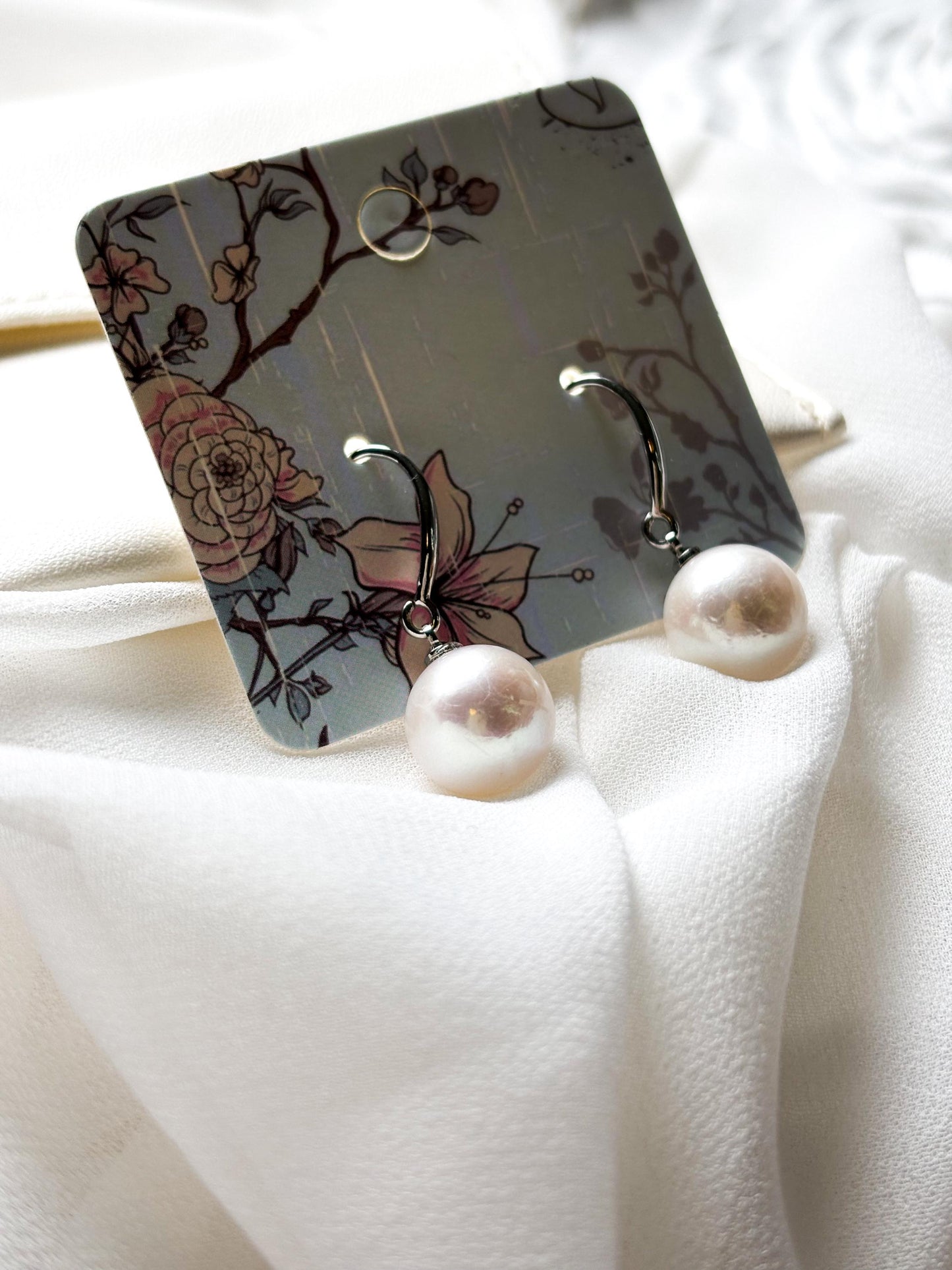 Luna Grace – 11mm White Pearl Drop Earrings