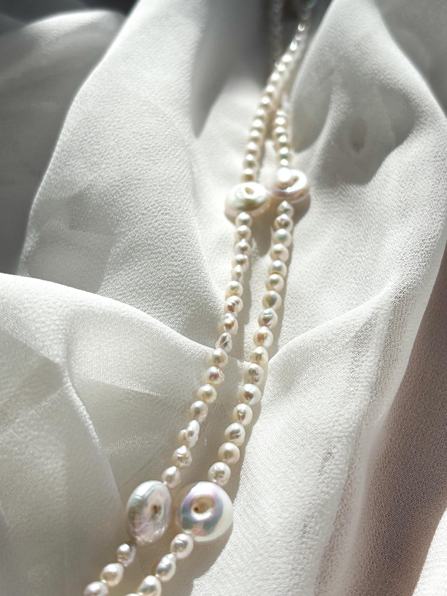 Moonveil – Layered Teardrop & Coin Pearl Necklace