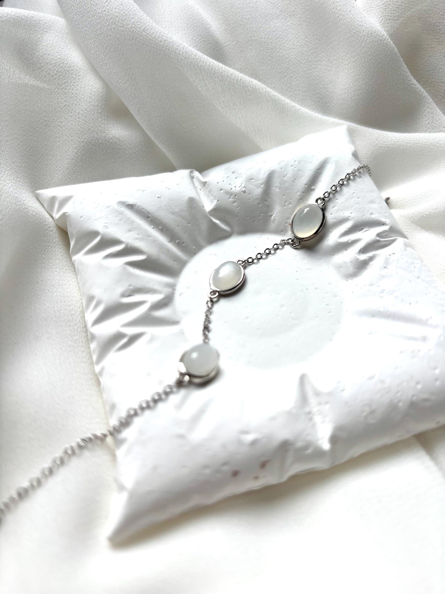Essence of Pure Coconut Milk Inspired Serenity Moonstone 925 Sterling Silver Bracelet