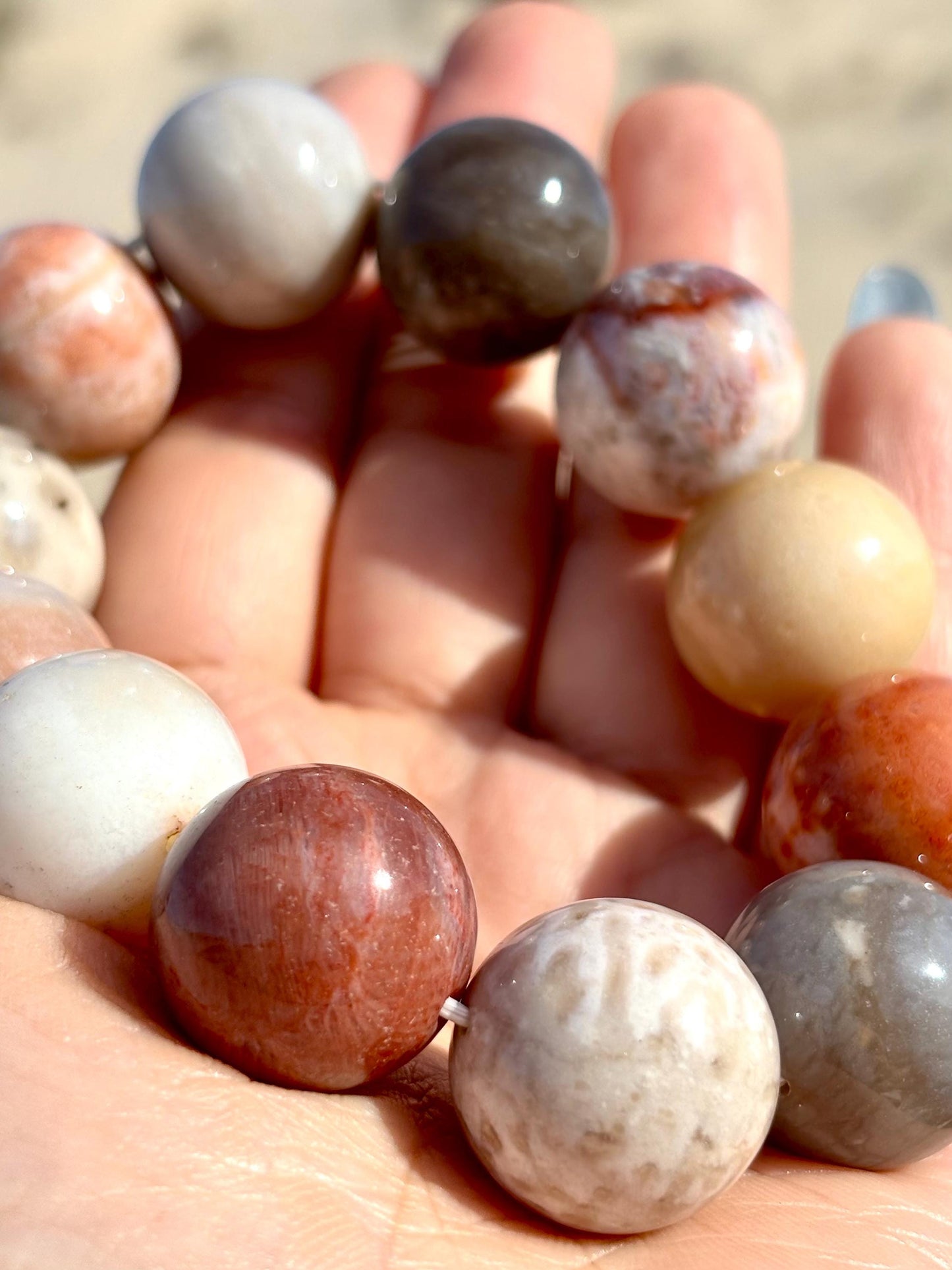 Desert Echo – Fossil Coral Bead Bracelet