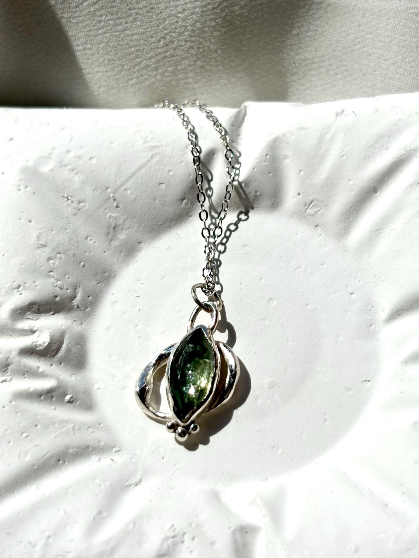 Forest Whisper – Green Apatite Marquise Cut Pendant Necklace