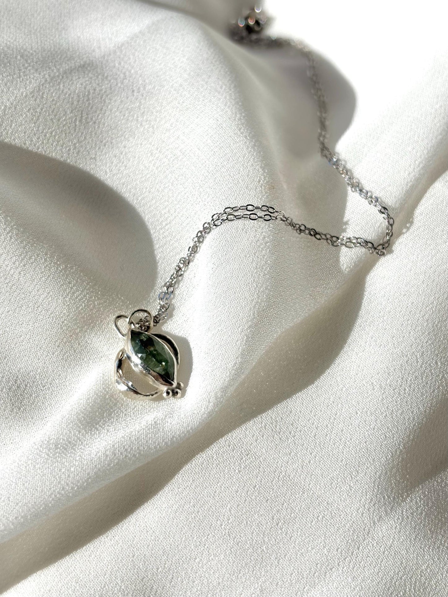 Forest Whisper – Green Apatite Marquise Cut Pendant Necklace