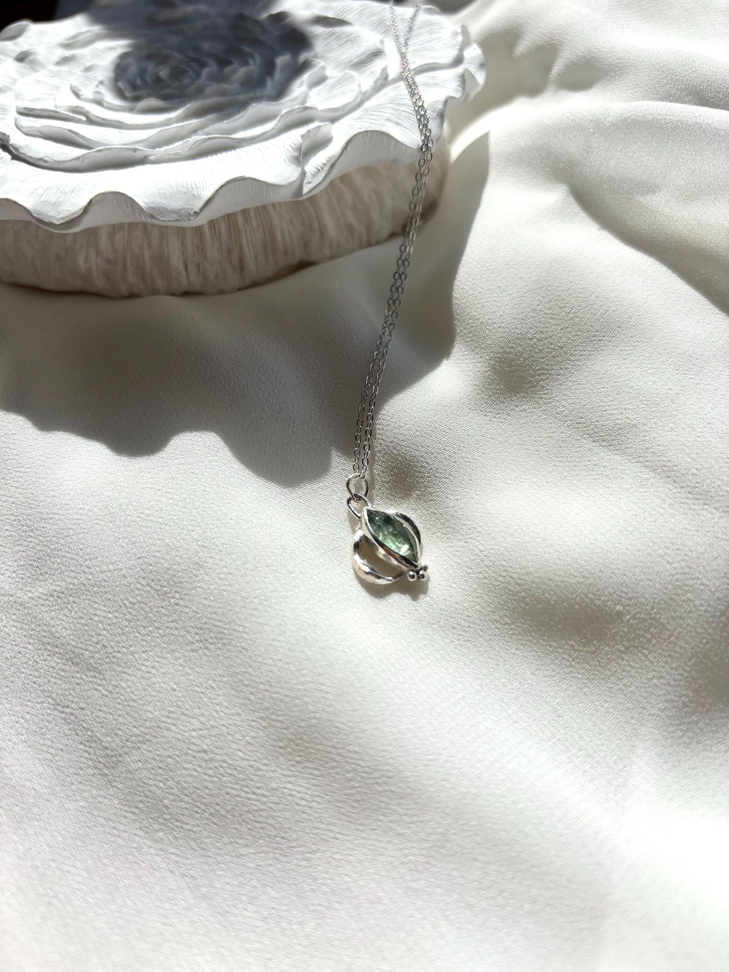 Forest Whisper – Green Apatite Marquise Cut Pendant Necklace