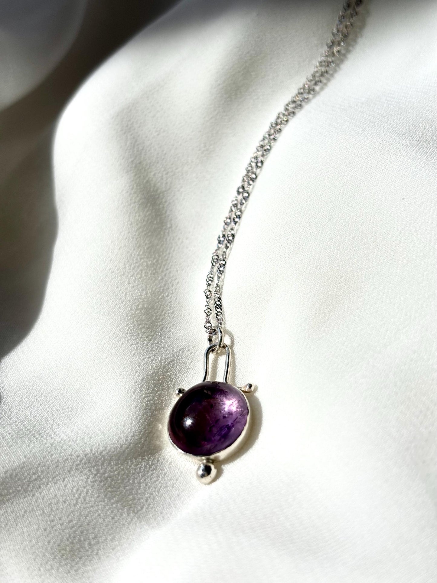 Mystic Veil – Amethyst Round Pendant Necklace