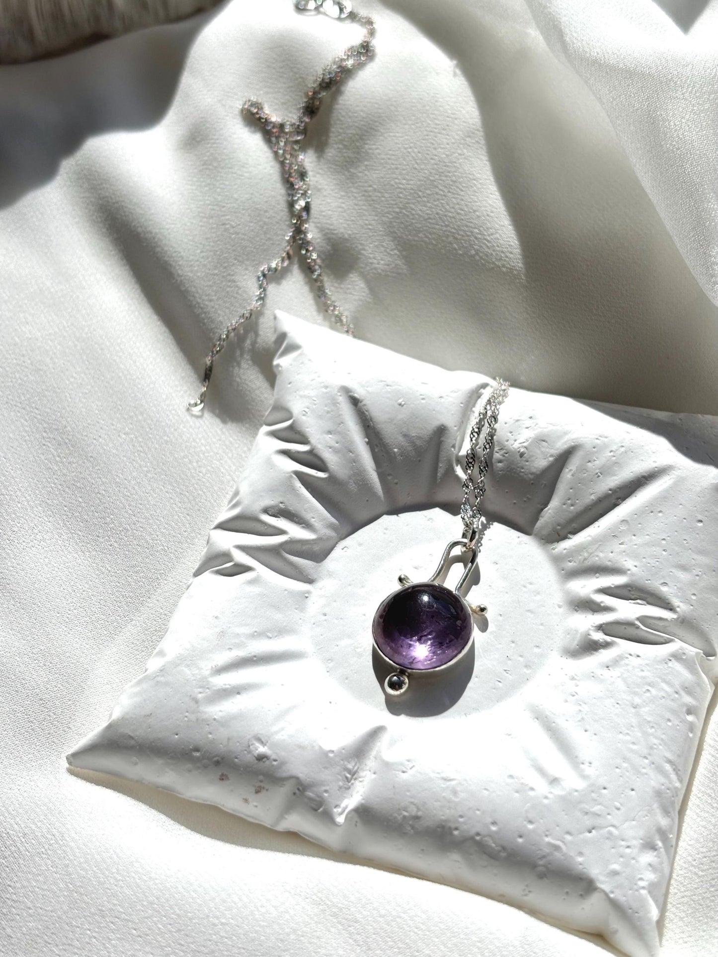 Mystic Veil – Amethyst Round Pendant Necklace