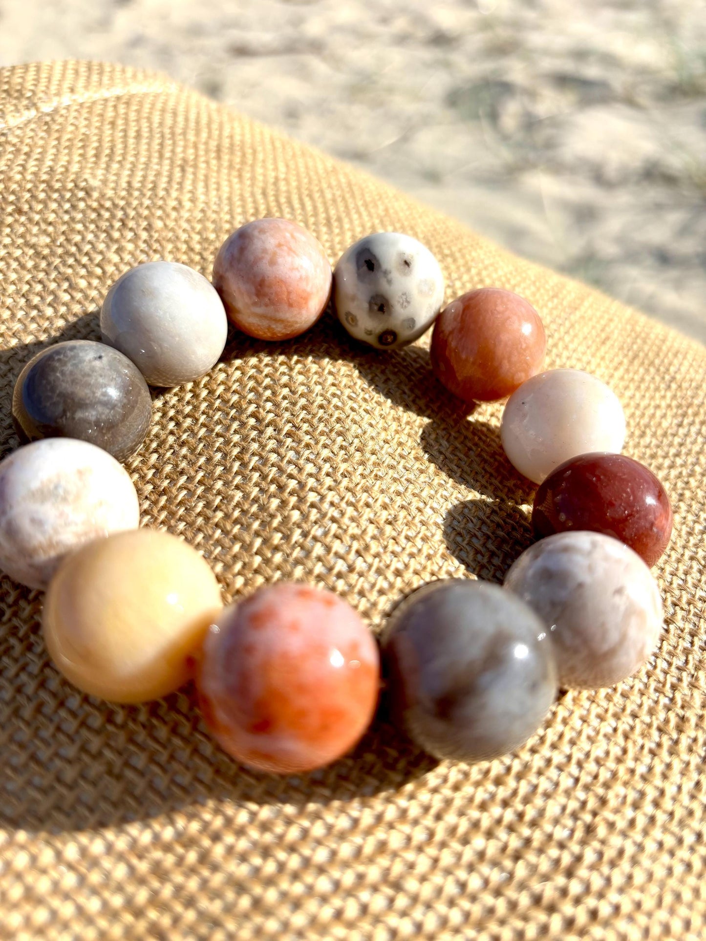 Desert Echo – Fossil Coral Bead Bracelet