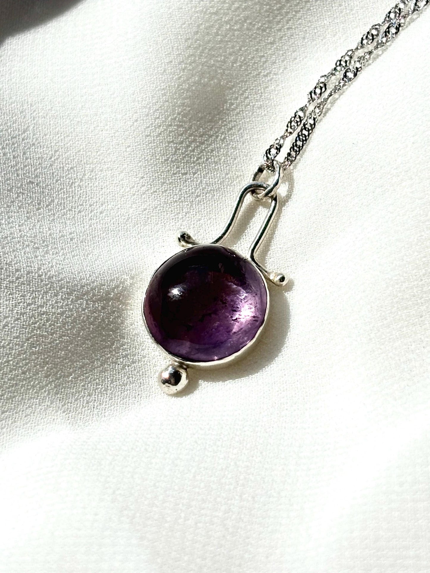 Mystic Veil – Amethyst Round Pendant Necklace
