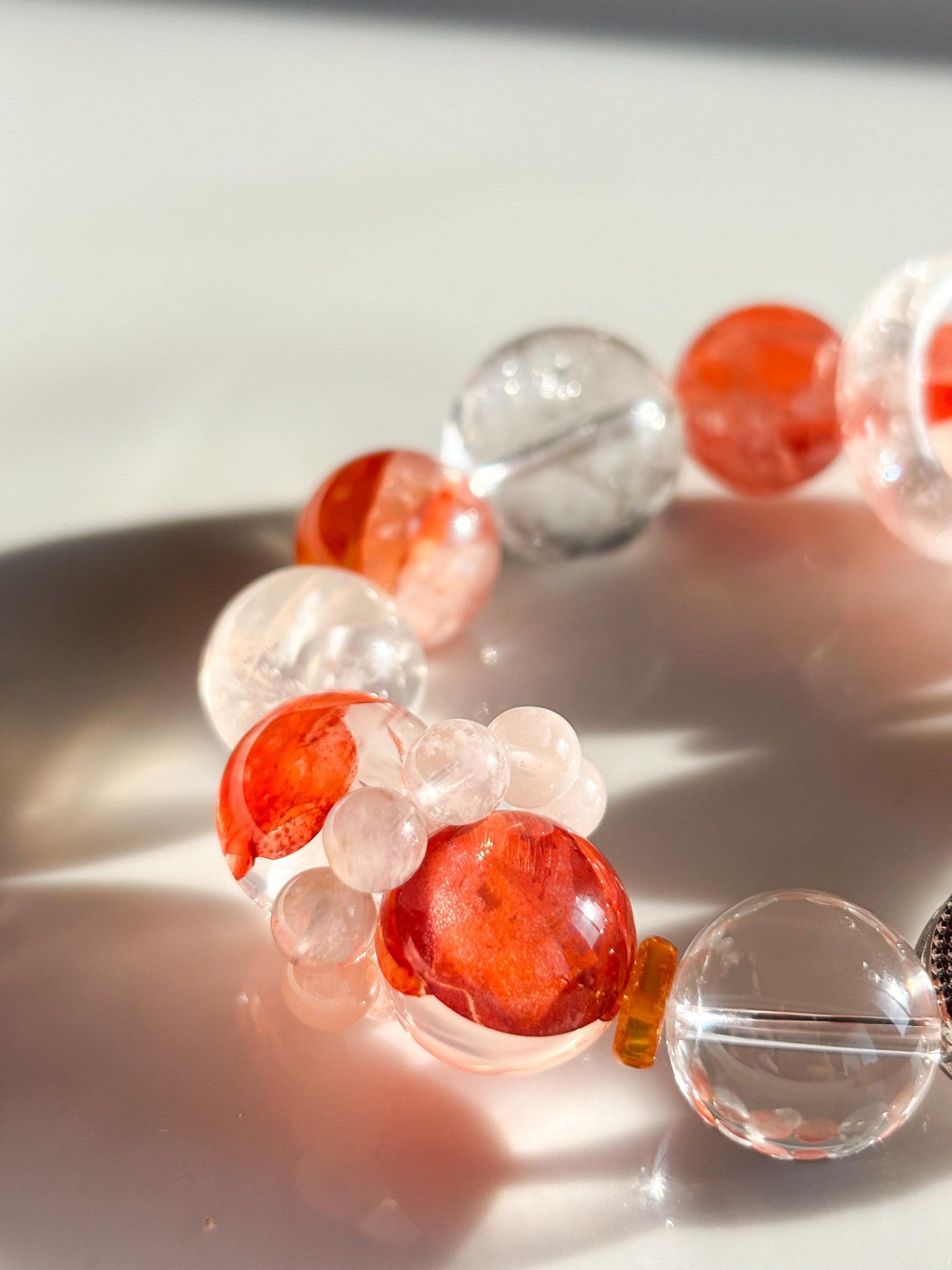 Mediterranean Ember – Fire Quartz & Azeztulite Bracelet