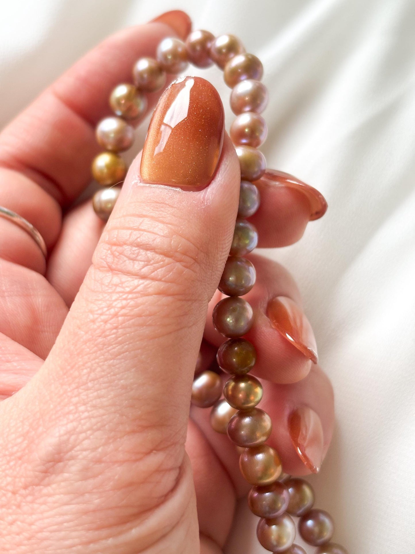 Golden Latte – Caramel Coffee Press-On Nails with Glitter Tips | Reusable Elegant