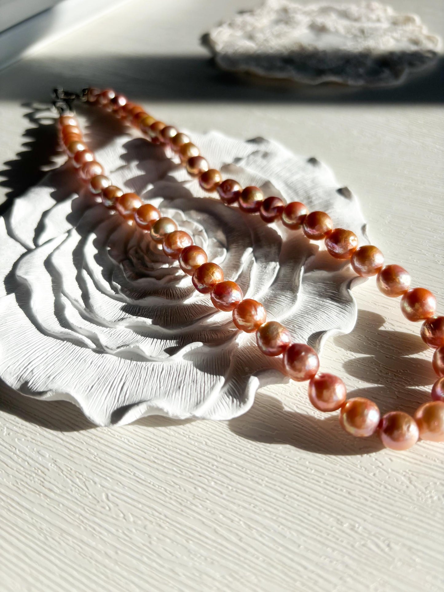 Sunset Ember – Bronze Rose Wrinkled Baroque Pearl Necklace