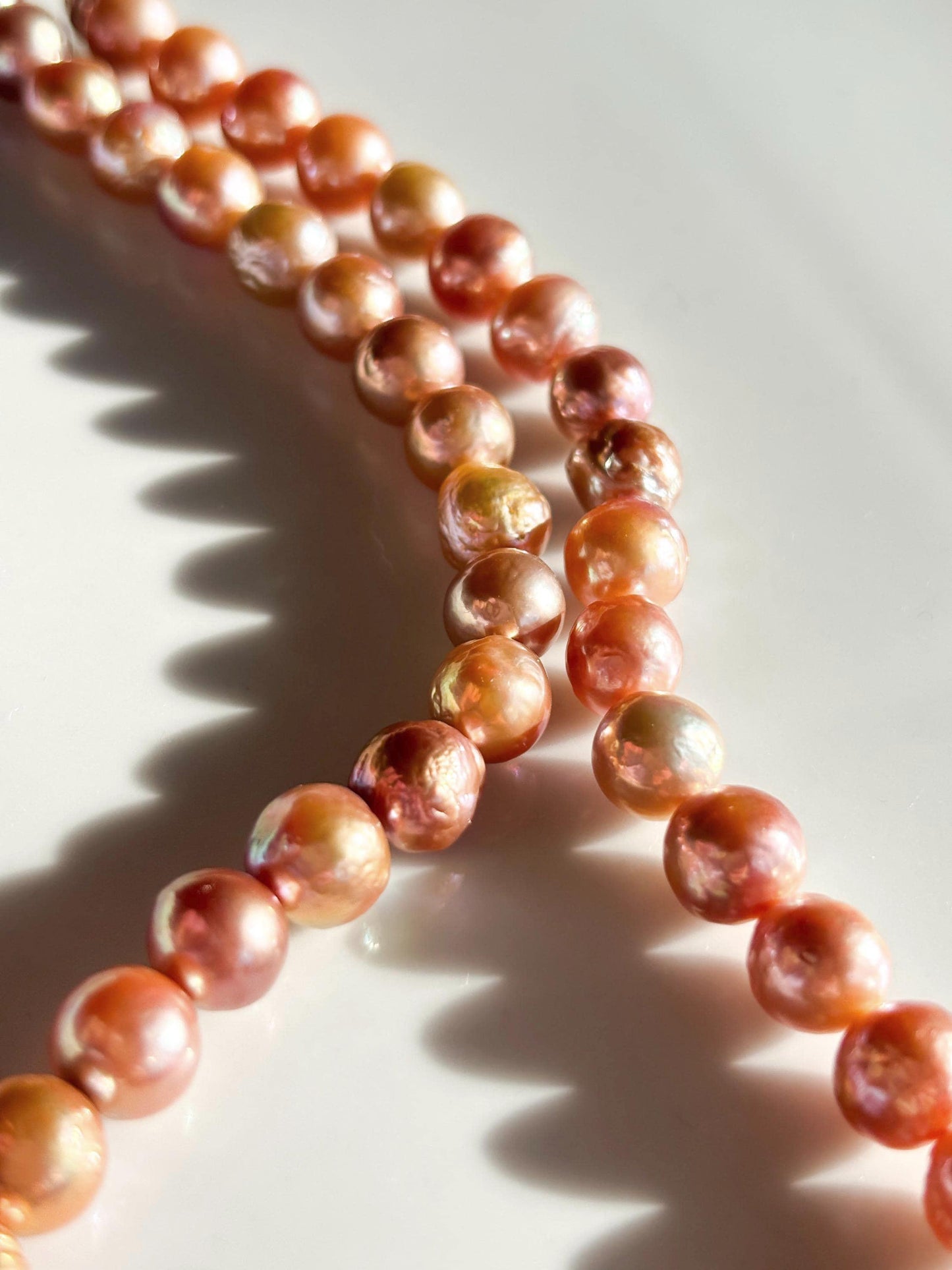Sunset Ember – Bronze Rose Wrinkled Baroque Pearl Necklace
