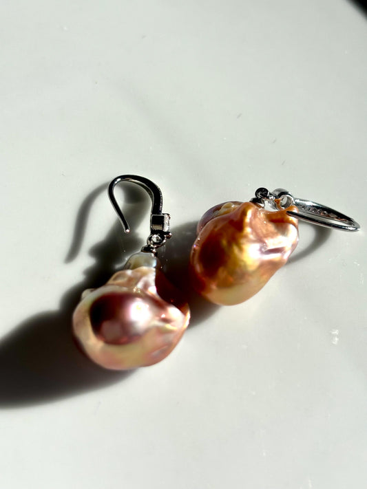 Ember Tide - Sunset Baroque Pearl Earrings