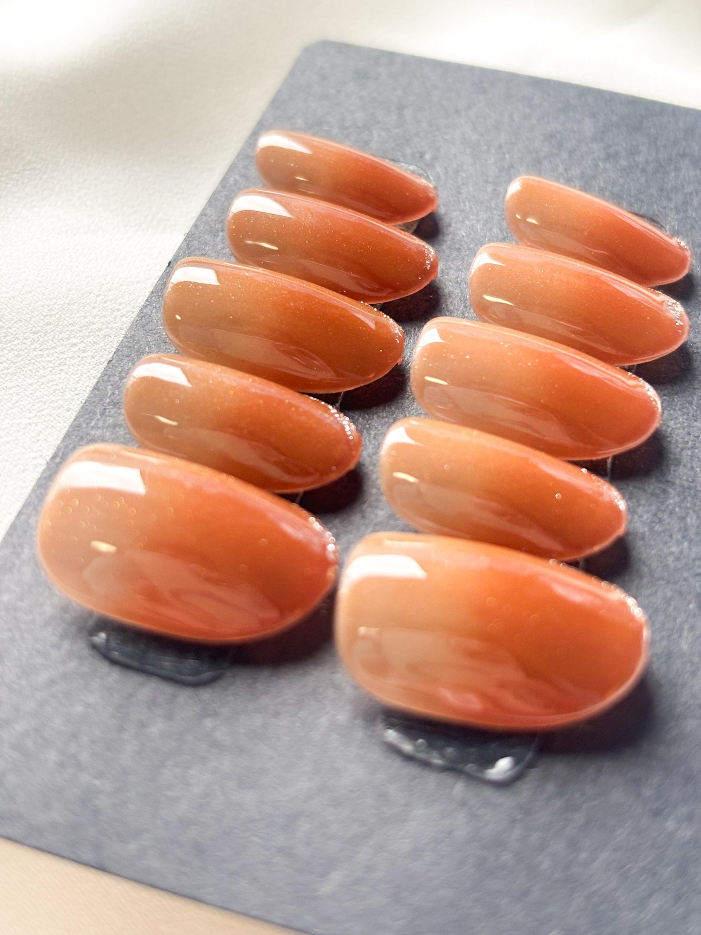 Golden Latte – Caramel Coffee Press-On Nails with Glitter Tips | Reusable Elegant